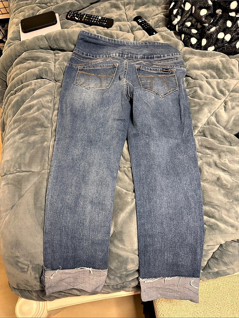 Seven7 Cuffed Bootcut Jeans in Blue Waist 10